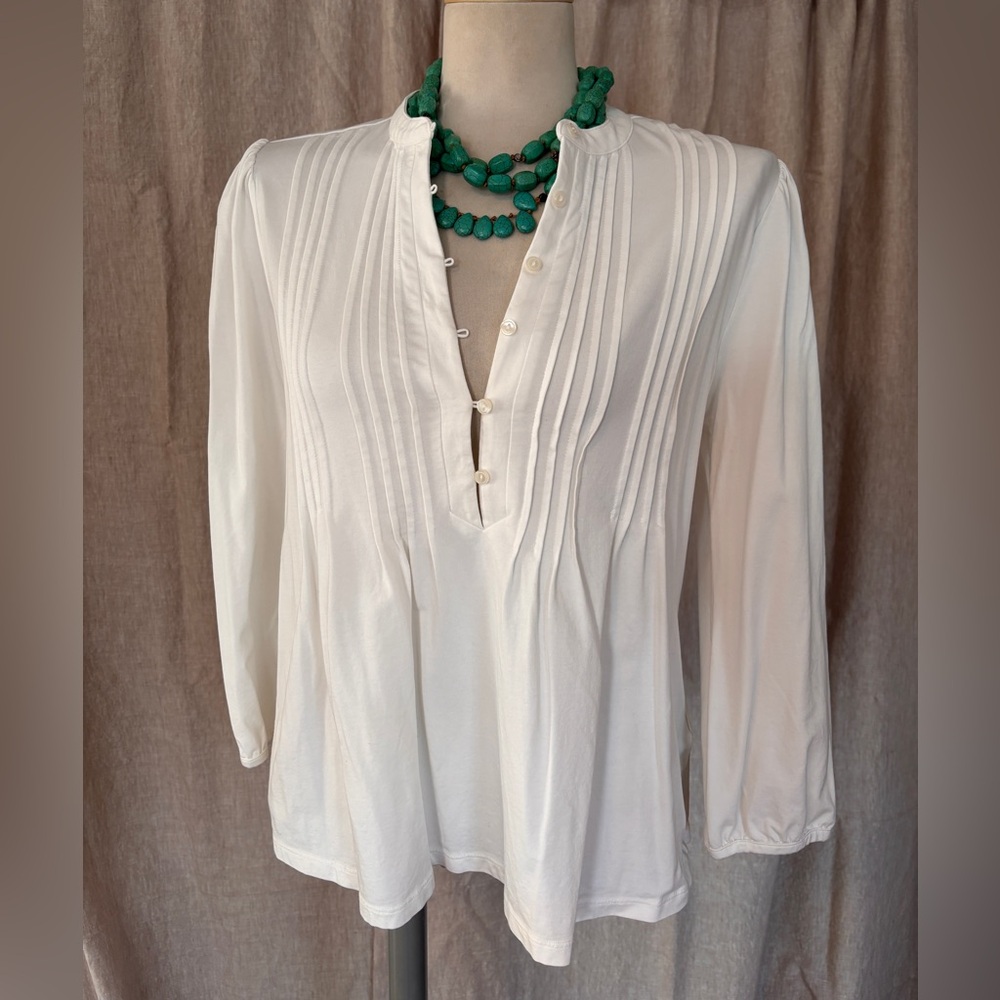 Lands' End White Pintuck Blouse